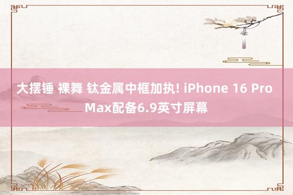 大摆锤 裸舞 钛金属中框加执! iPhone 16 Pro Max配备6.9英寸屏幕