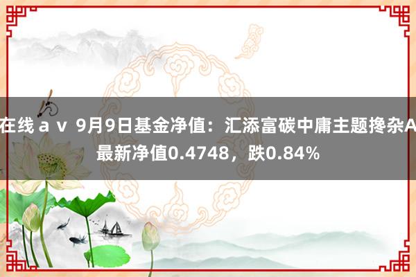 在线ａｖ 9月9日基金净值：汇添富碳中庸主题搀杂A最新净值0.4748，跌0.84%