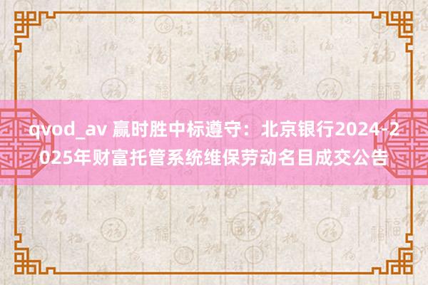 qvod_av 赢时胜中标遵守：北京银行2024-2025年财富托管系统维保劳动名目成交公告