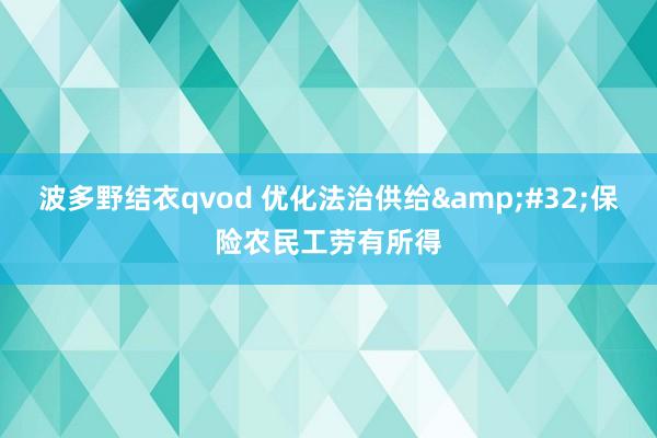 波多野结衣qvod 优化法治供给&#32;保险农民工劳有所得