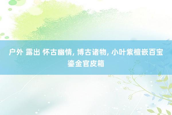 户外 露出 怀古幽情， 博古诸物， 小叶紫檀嵌百宝鎏金官皮箱