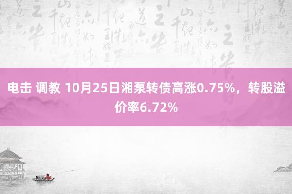 电击 调教 10月25日湘泵转债高涨0.75%，转股溢价率6.72%