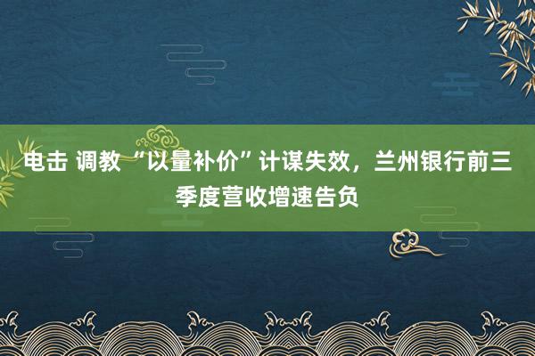 电击 调教 “以量补价”计谋失效，兰州银行前三季度营收增速告负