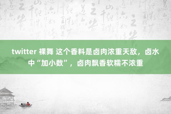 twitter 裸舞 这个香料是卤肉浓重天敌，卤水中“加小数”，卤肉飘香软糯不浓重