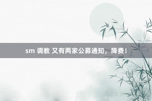 sm 调教 又有两家公募通知，降费！