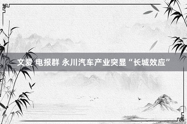 文爱 电报群 永川汽车产业突显“长城效应”